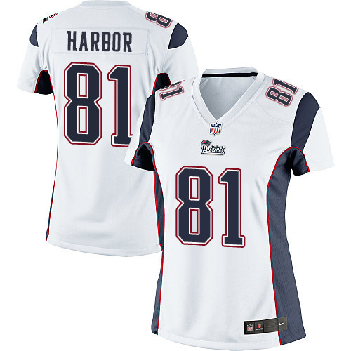 Women's Elite Clay Harbor Nike Jersey White Road - #81 NFL New England Patriots